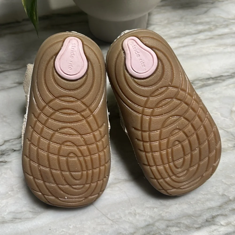 Stride rite toddler Glitter Bow beige Ankle boots